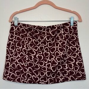 Urban Outfitters Burgundy Heart Mini Skirt, size M